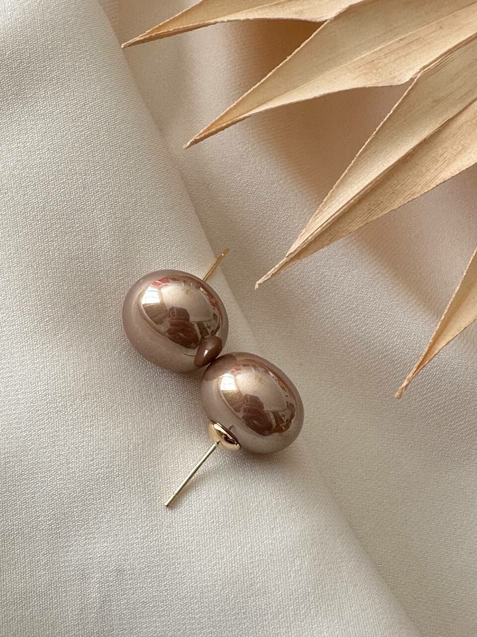 Vip Çelik Gold Renk İncili Küpe Genişlik 1,5 cm.