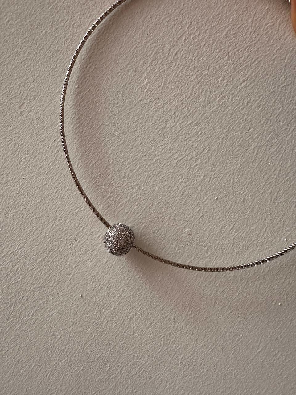 Vip Çelik Gümüş Renk Zirkon Taş Antialerjik Top Detaylı Choker Kolye Uzunluk 40 cm.