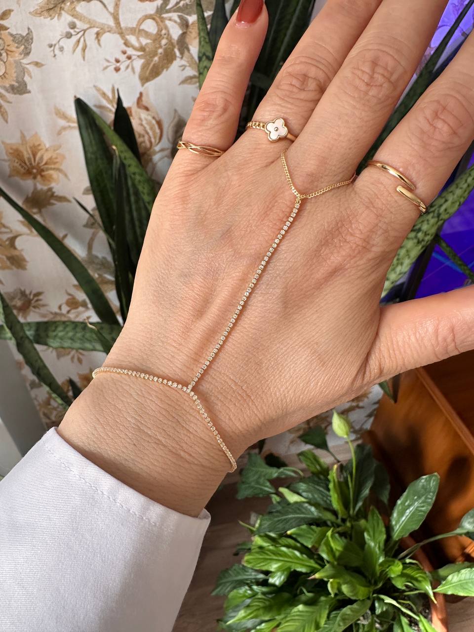 Gold Renk Zirkon Taşlı Rodyum Kaplama Su Yolu Şahmeran Bileklik