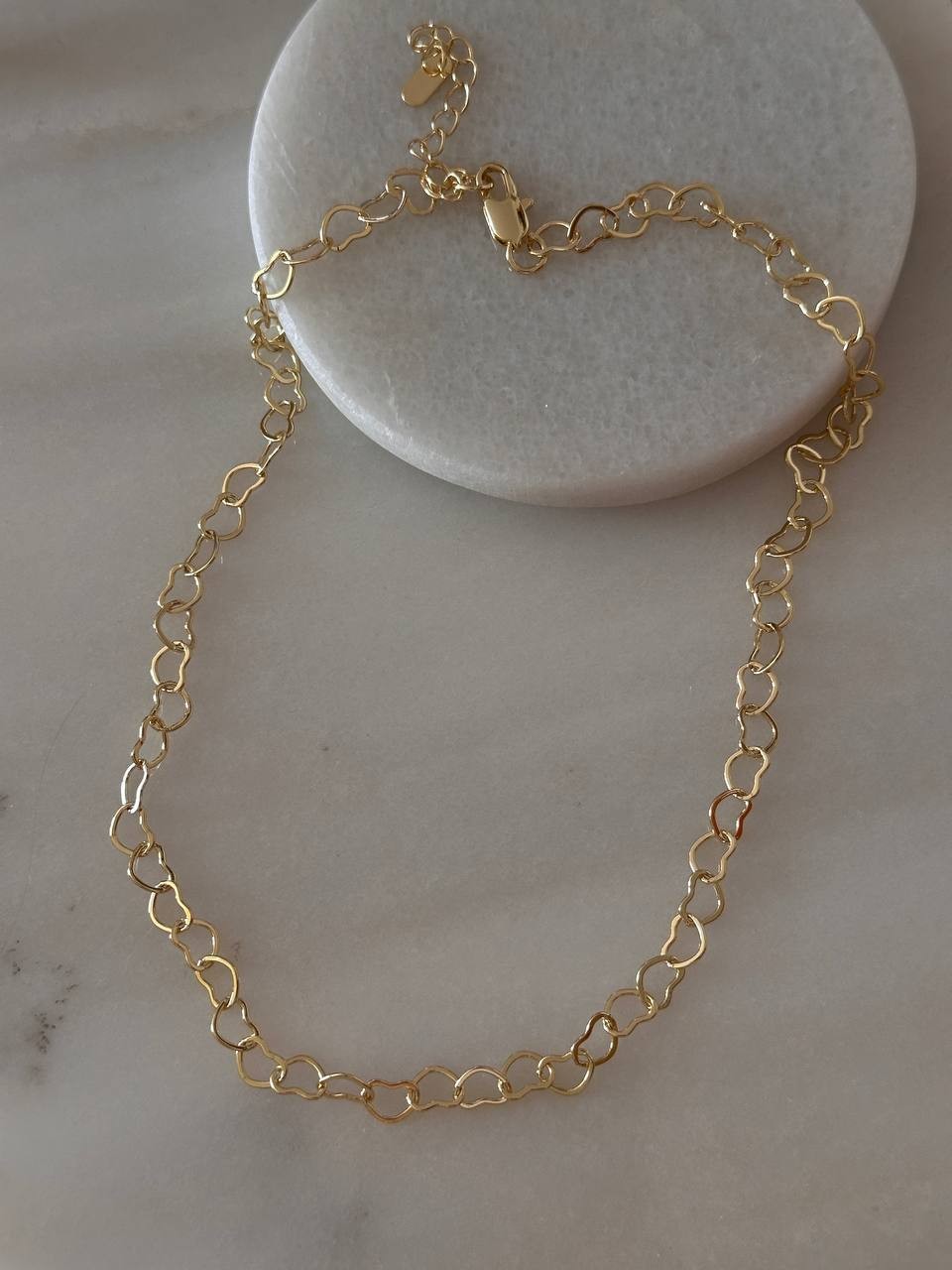 Vip Çelik Gold Renk İç İçe Kalp Figürlü Kolye Uzunluk 40 cm. 45 cm.