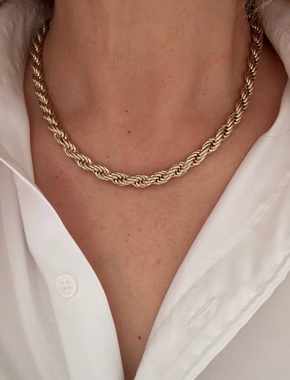 Vip Çelik Gold Renk Antialerjik Burgu Kolye Uzunluk 40 cm. Kalınlık 5 mm.