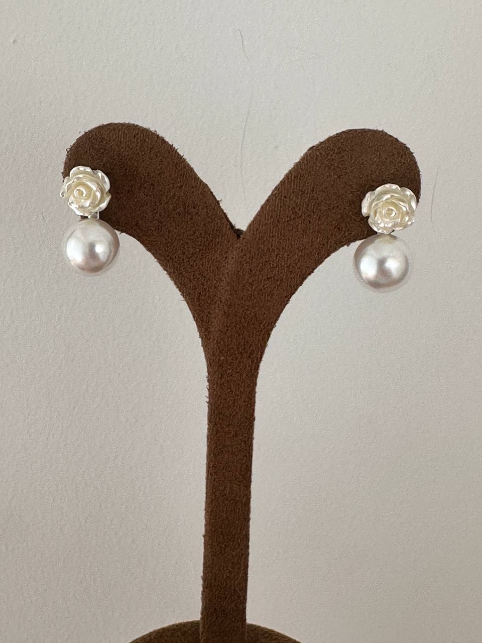 Vip Seri Gümüş Renk 925 K Gümüş Kaplama Çiçek Figürlü Cam İncili Özel Tasarım Küpe