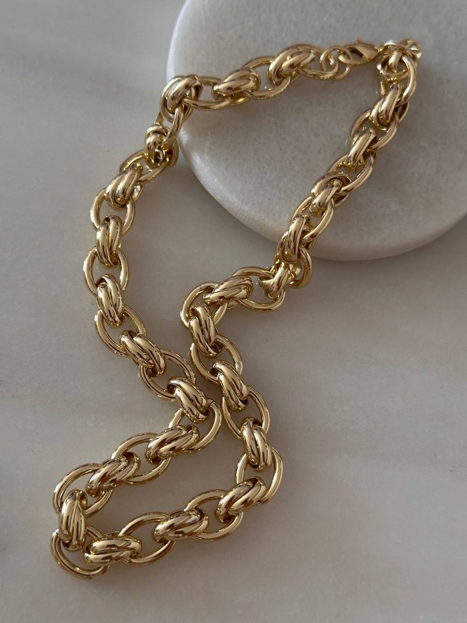 Vip Çelik Gold Renk Lazer Kesim Kalın Kolye Uzunluk 45 cm. Kalınlık 1 cm.