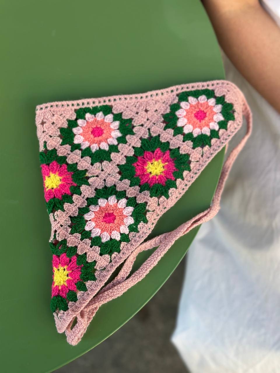 Renkli Desenli Örgü Bandana