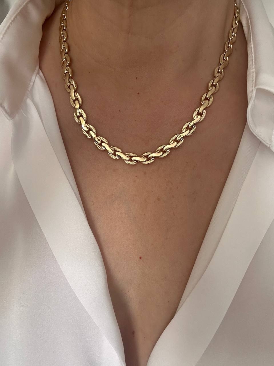 Vip Çelik Gold Renk Lazer Kesim Kolye Uzunluk 45 cm. Kalınlık 7 mm.