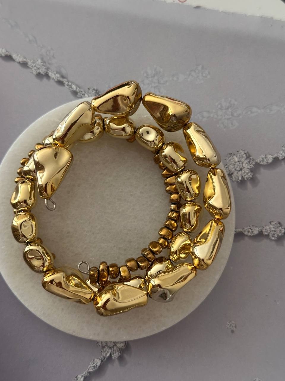 Gold Renk Rodyum Kaplama 3 Sıra Sarmal Spiral Bileklik