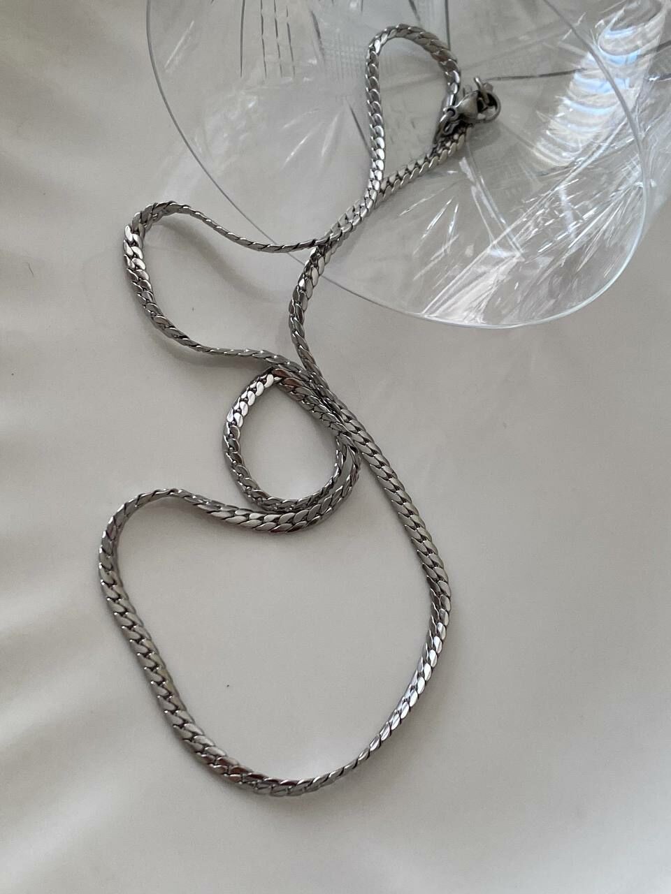 Vip Çelik Platin Renk Antialerjik Unisex Kolye Uzunluk 45 cm. Zincir Kalınlık 3 mm.