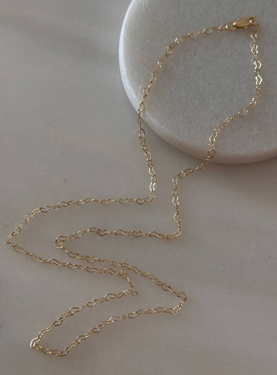 Vip Çelik Gold Renk İnce İç İçe Kalp Figürlü Kolye Uzunluk 60 cm.