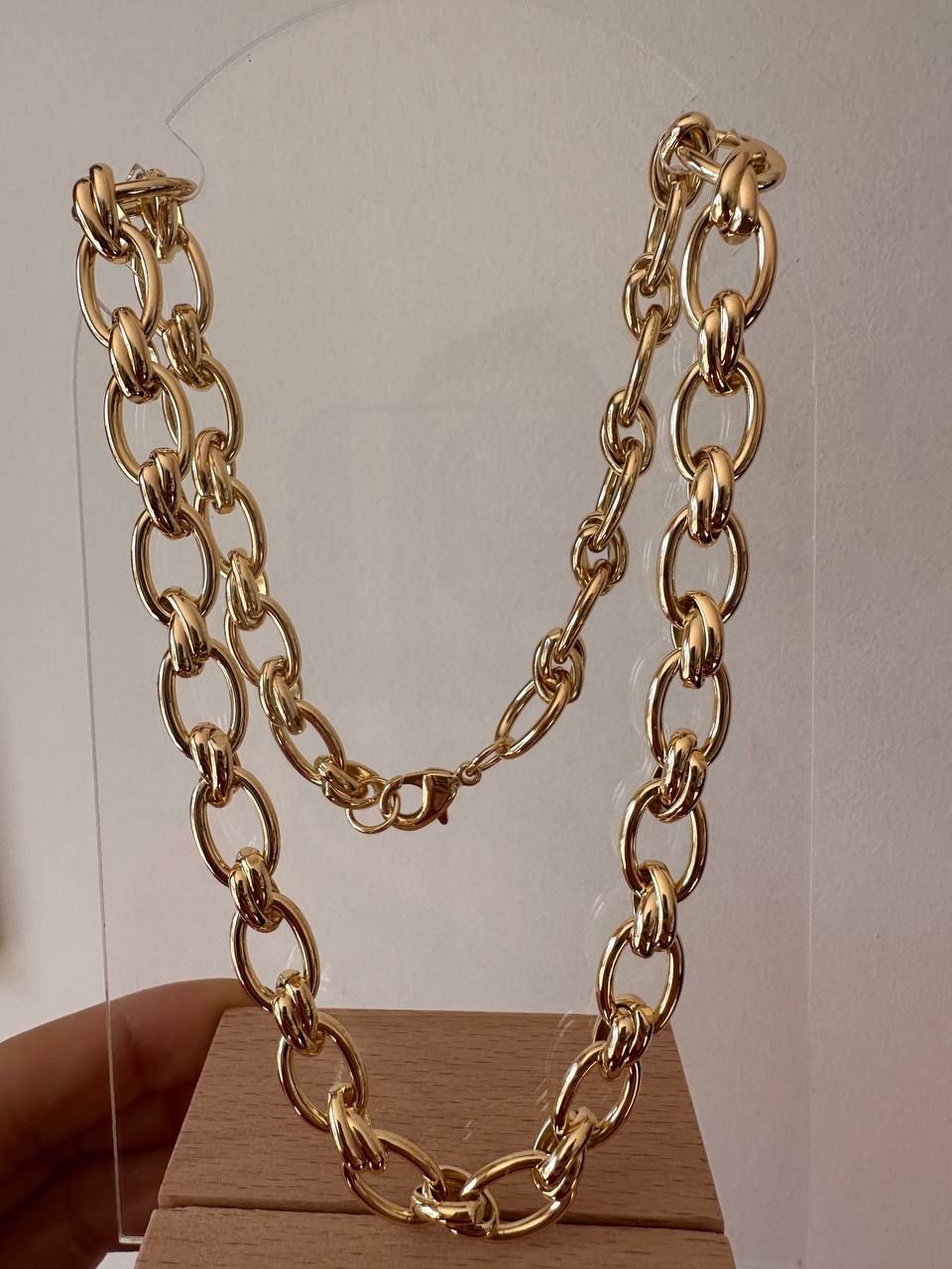Vip Çelik Gold Renk Antialerjik Kalın Zincir Kolye Uzunluk 45 cm. Kalınlık 8 mm.