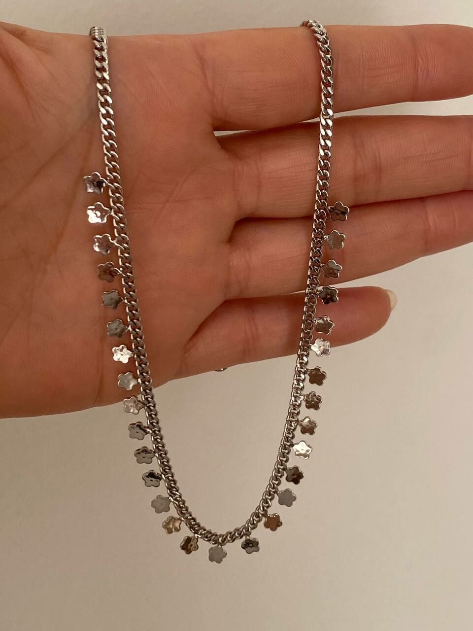 Vip Çelik Platin Renk Antialerjik Kolye Uzunluk 43 cm.