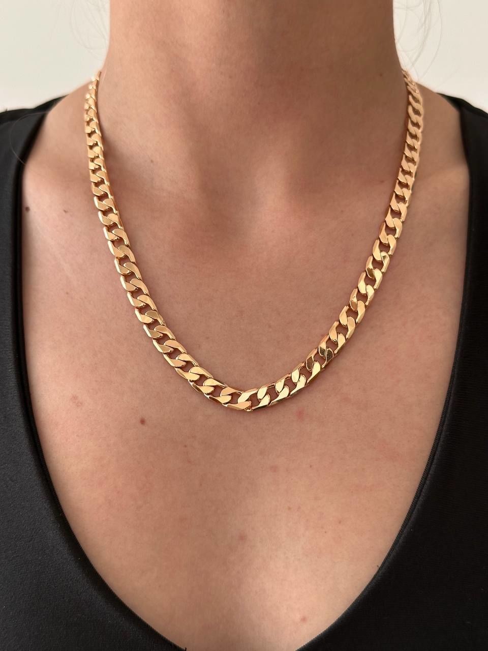 Vip Çelik Gold Renk Antialerjik Kalın Zincir Kolye Uzunluk 50 cm. Kalınlık 8 mm.
