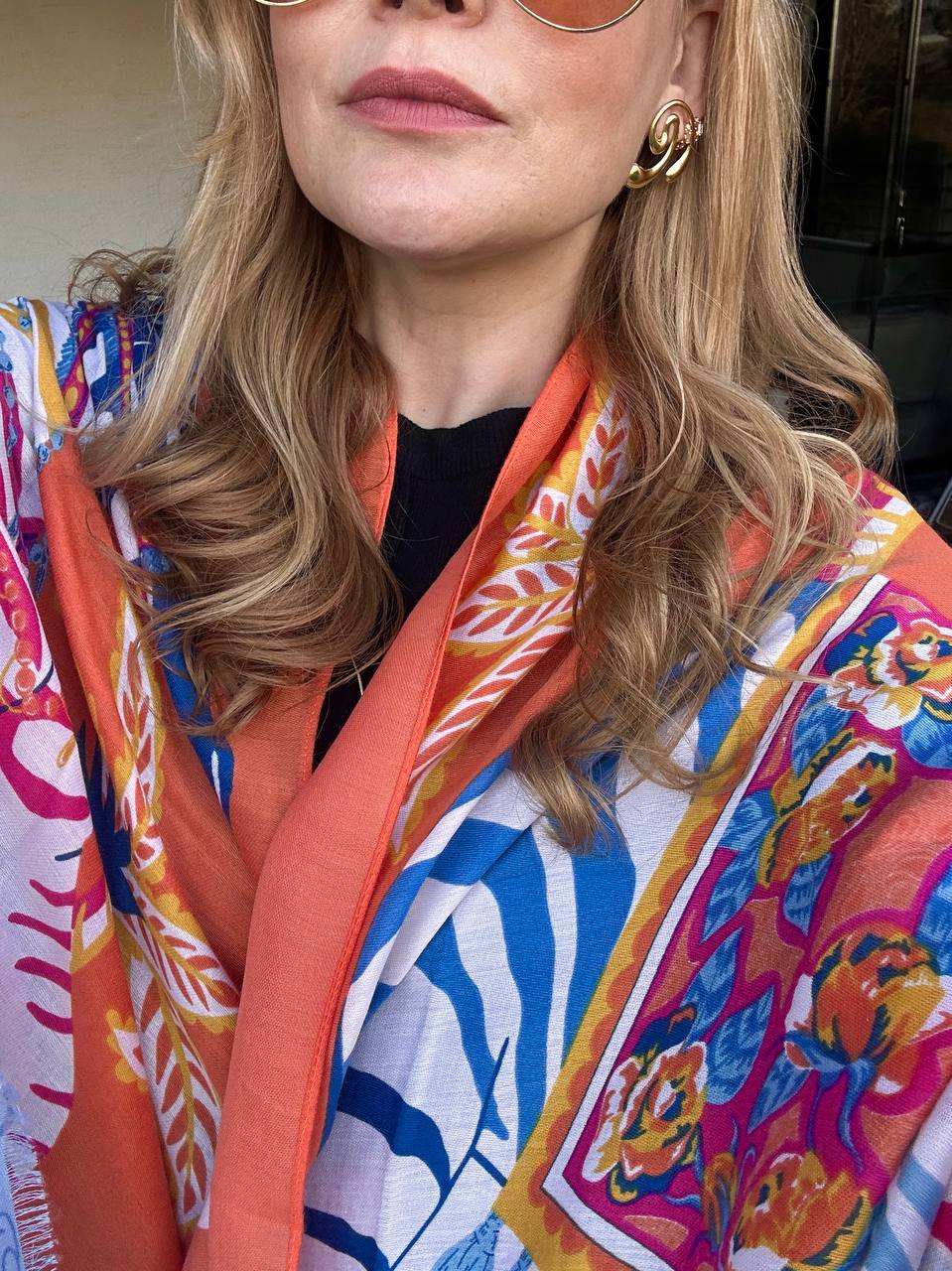 Renkli Desenli Lüks Pamuklu Kumaş Şal 180 cm. x 85 cm.