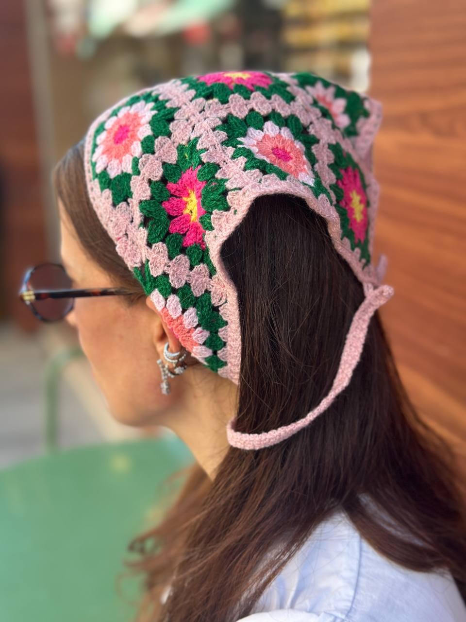 Renkli Desenli Örgü Bandana