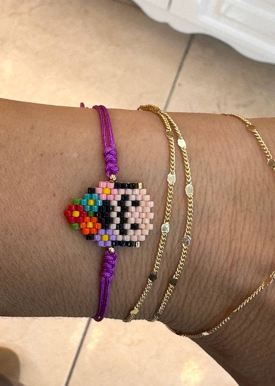 Orijinal El İşçiliği Renkli Boncuklu Frida Kahlo Figürlü Miyuki Bileklik