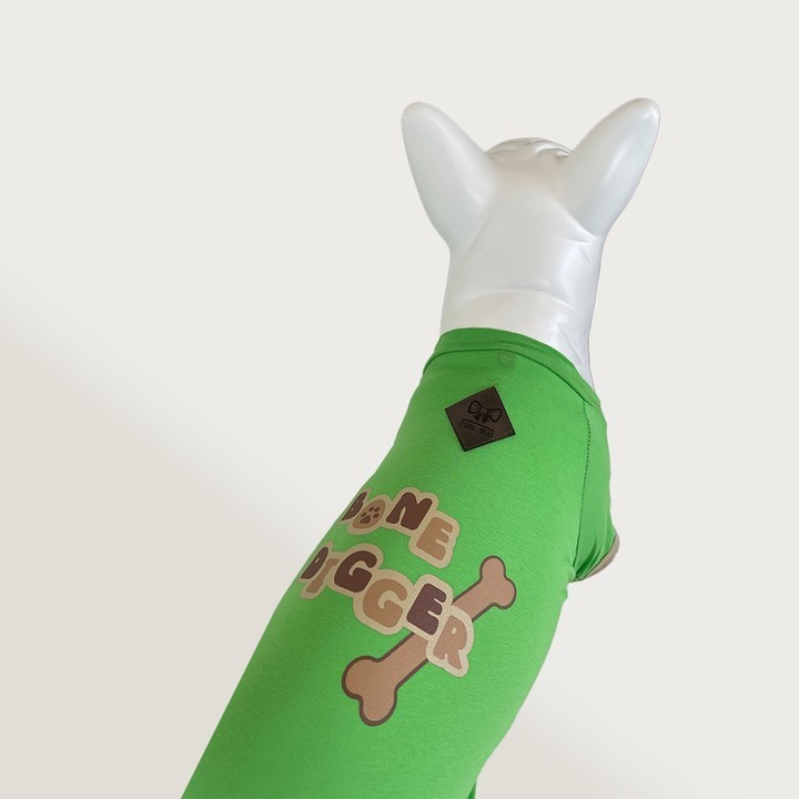 Bone Digger Küçük-Orta-Büyük Irk Yeşil Köpek T-shirt
