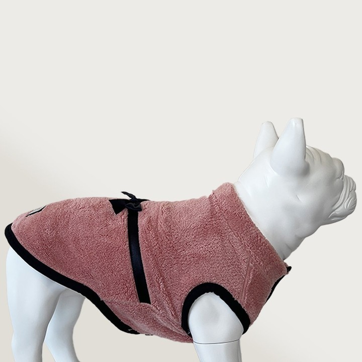 Yumuşak Polarlı Kurdeleli Pembe Köpek Kıyafeti