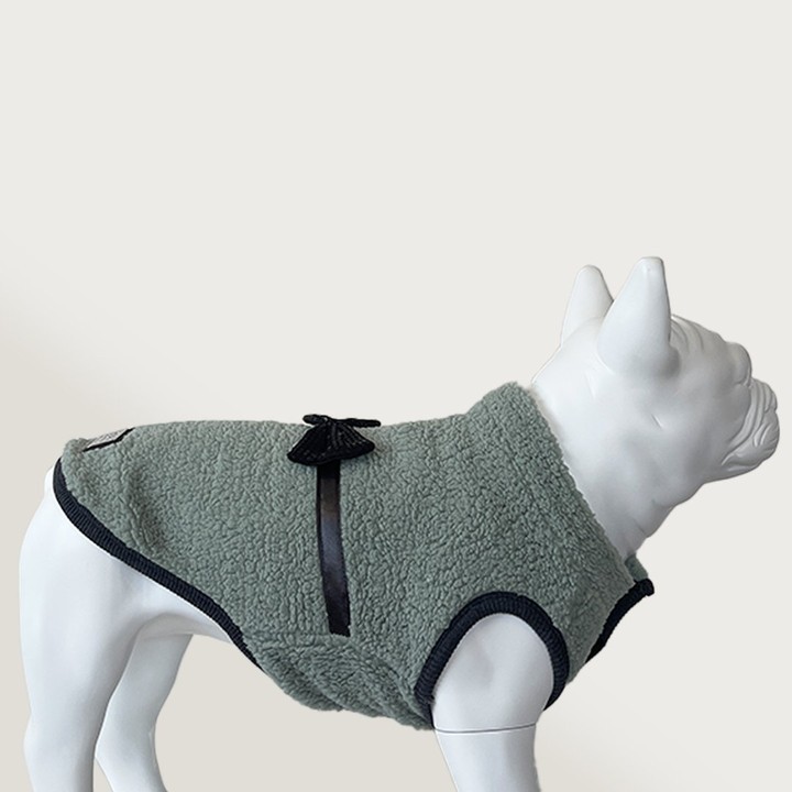 Yumuşak Polarlı Papyonlu Yeşil Köpek Kıyafeti