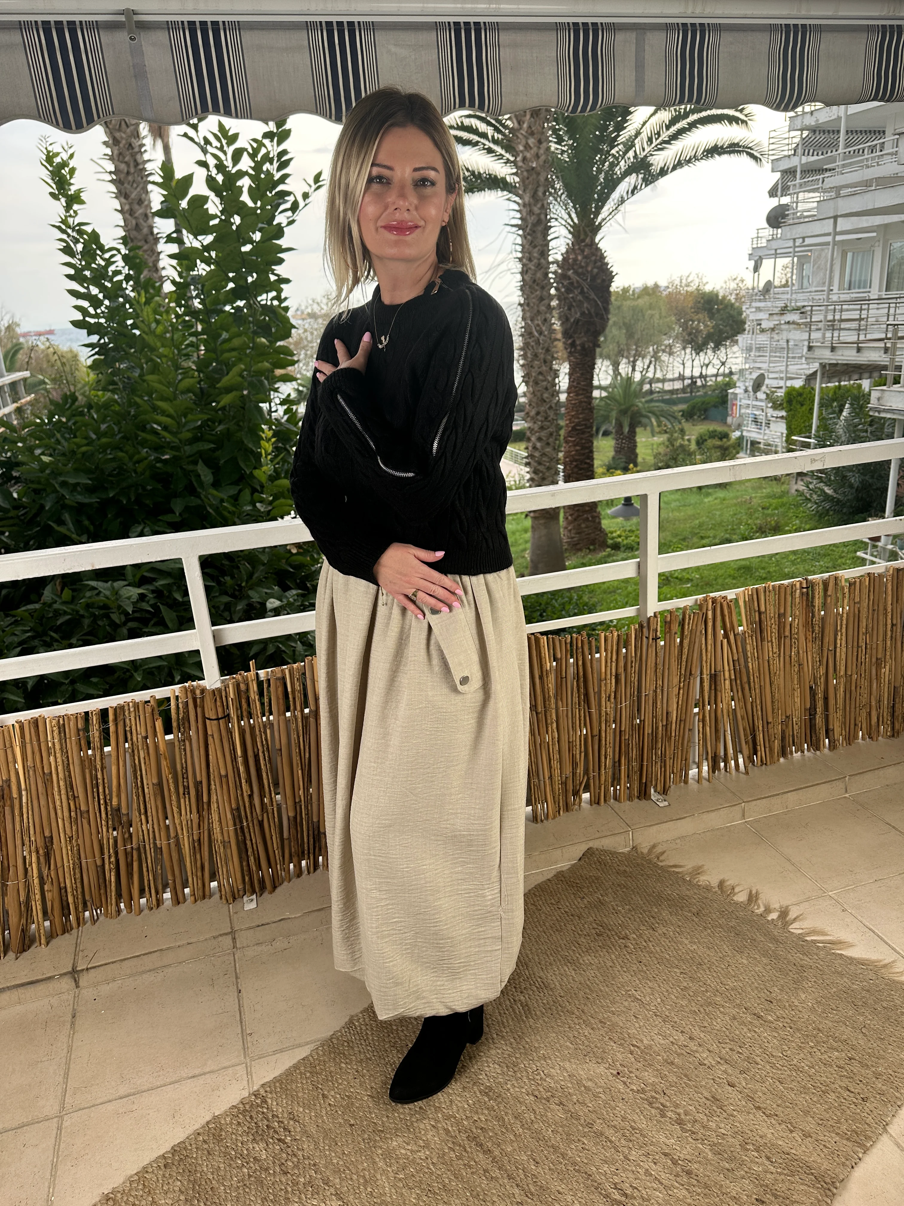 Fermuarlı triko siyah 