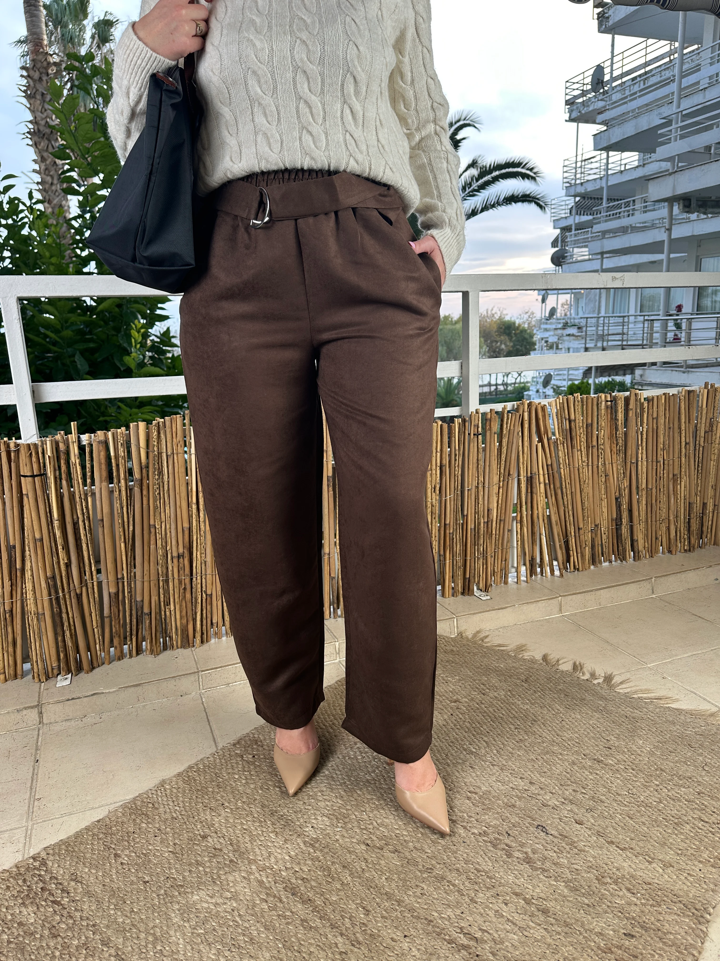 Süet pantolon kahve 