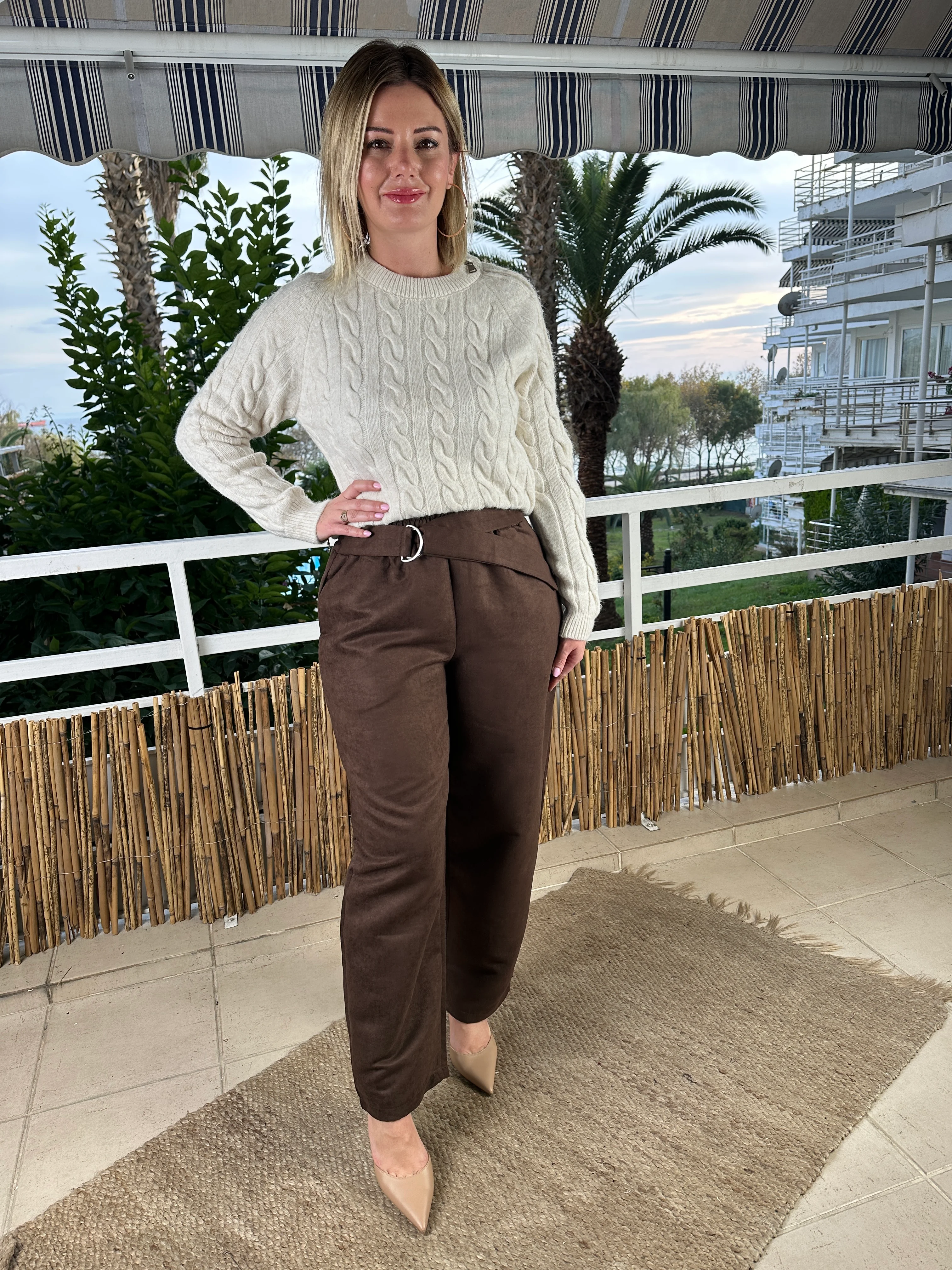 Süet pantolon kahve 