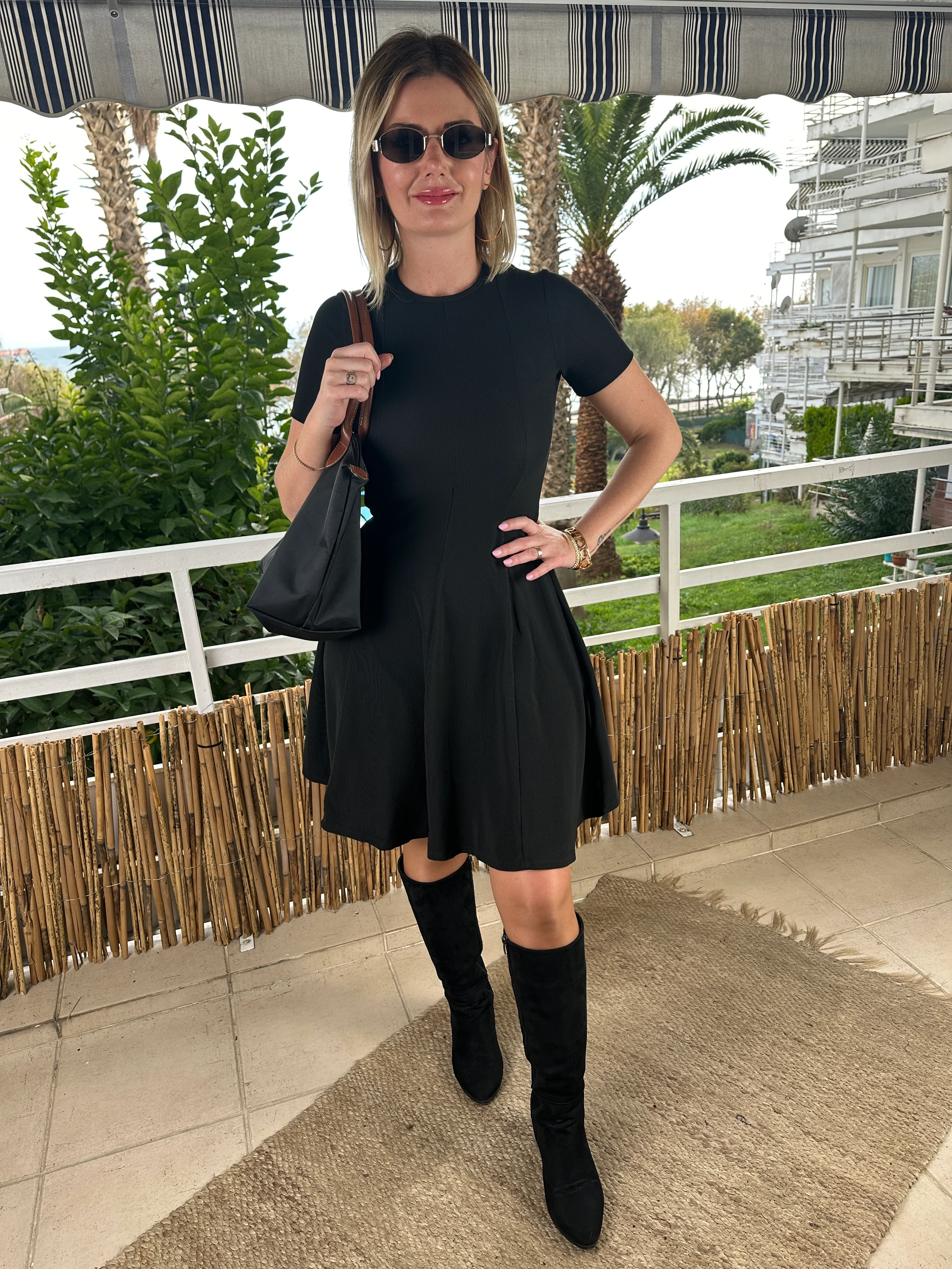 A kesim elbise siyah 