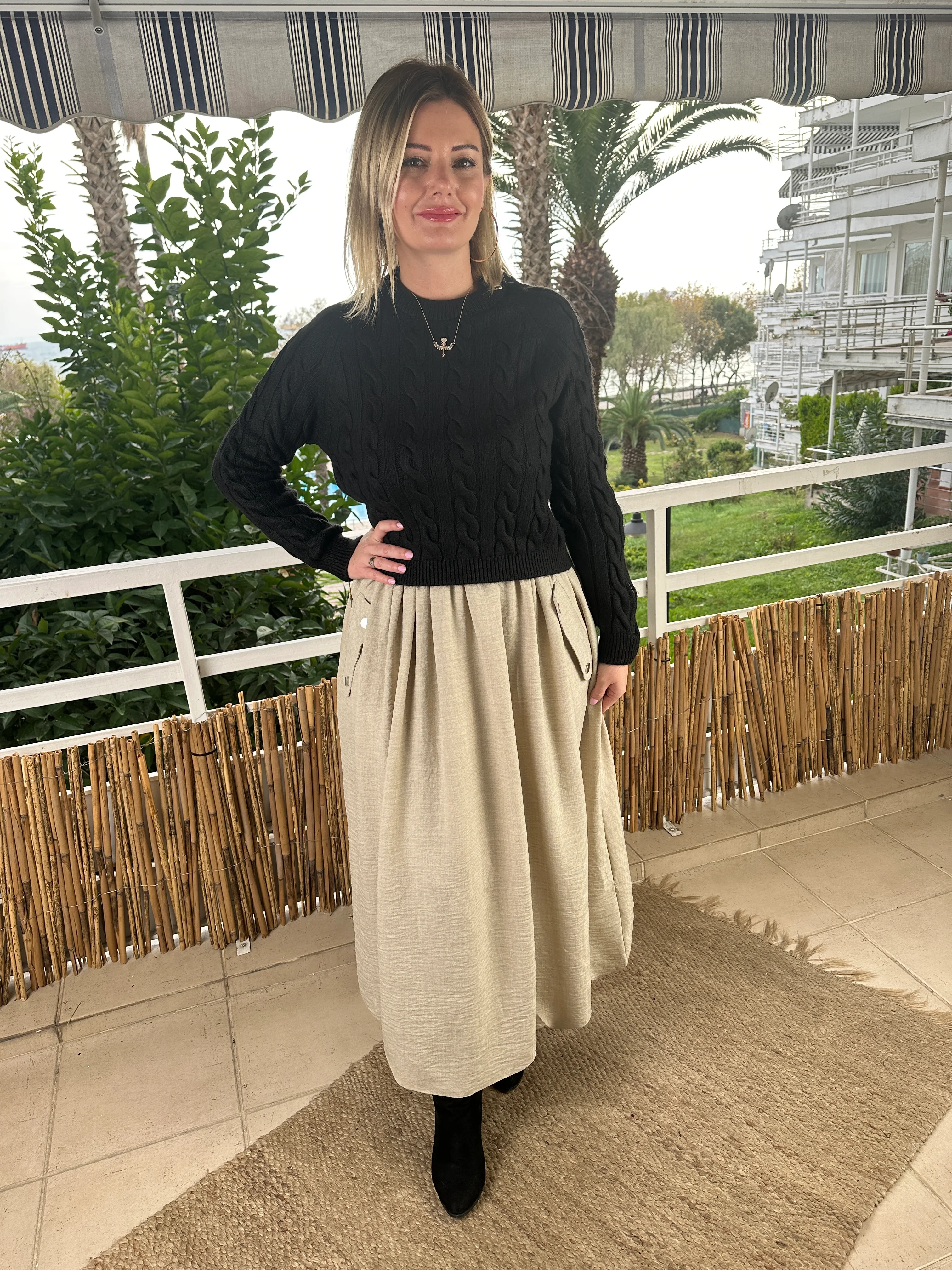 Fermuarlı triko siyah 