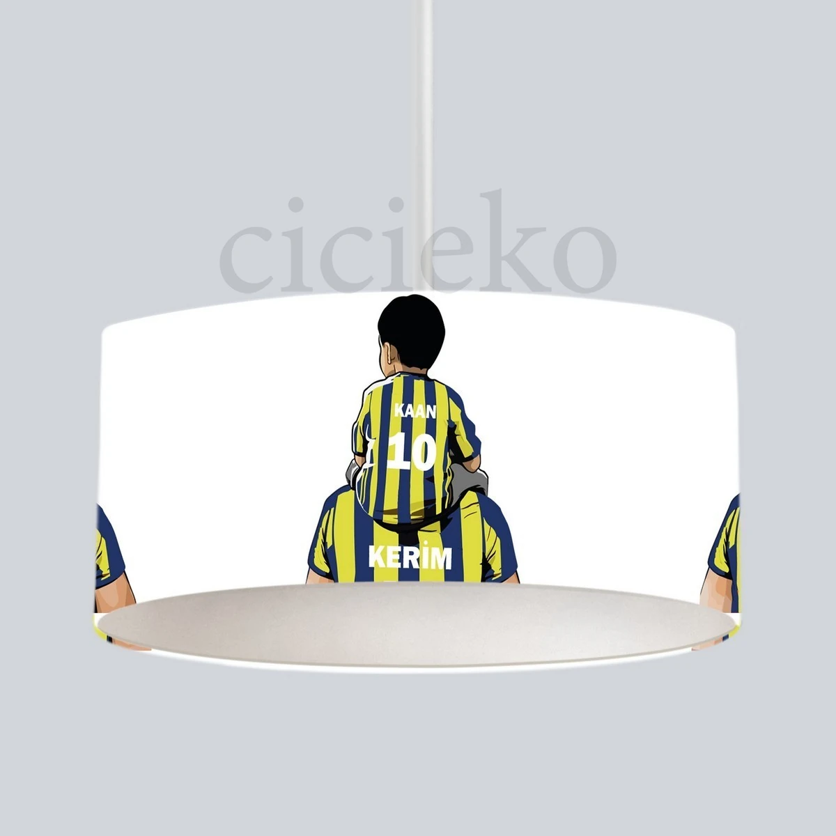 Sarı Lacivert Baba Oğul Taraftar 5'li Set Halı, Perde, Nevresim, Avize, Kırlent Kılıfı