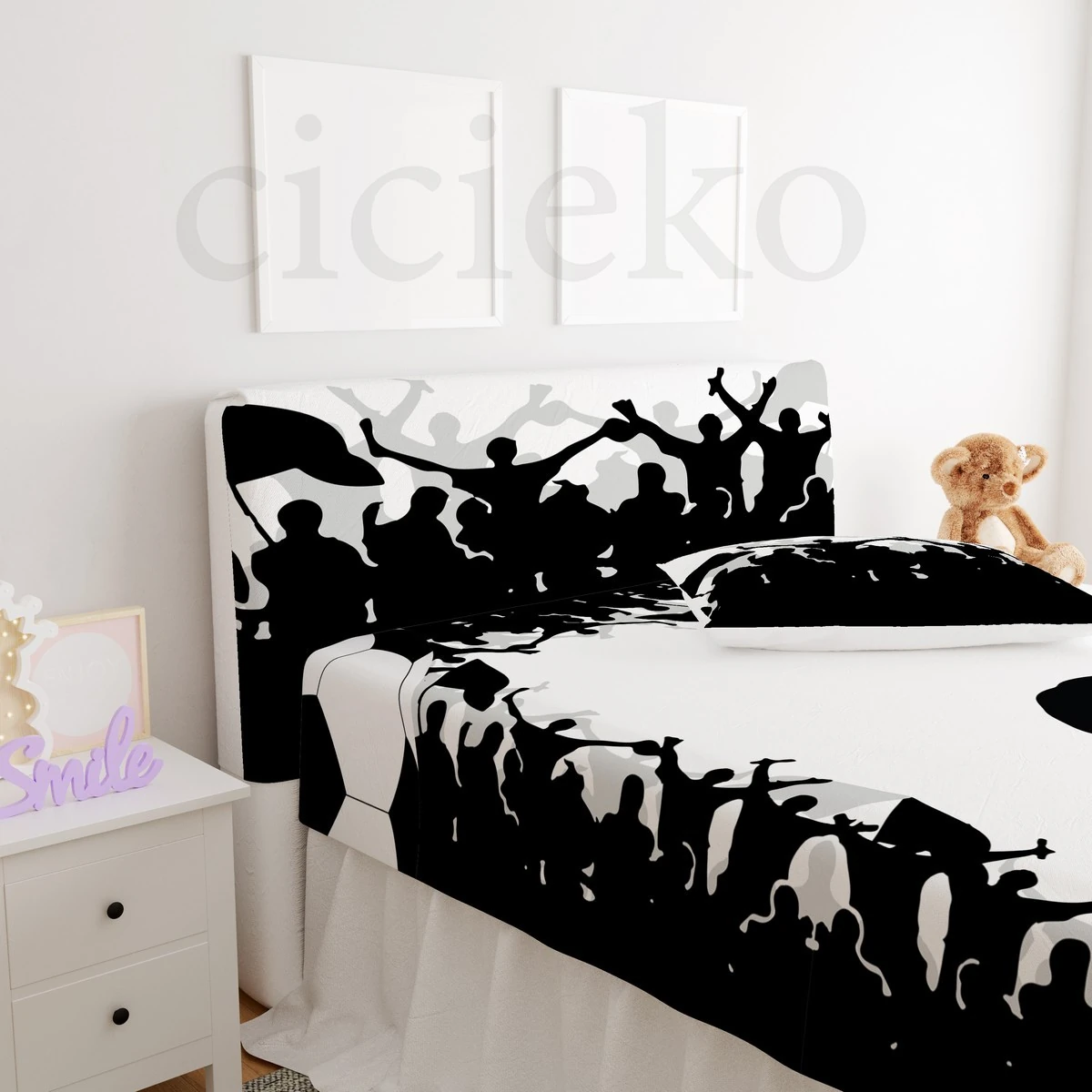 Siyah Beyaz Taraftar Başlık Kılıfı