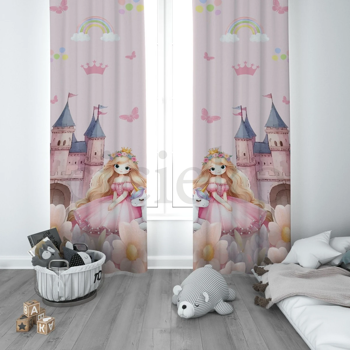 Prenses Şato 5'li Set Halı, Perde, Nevresim, Avize, Kırlent Kılıfı