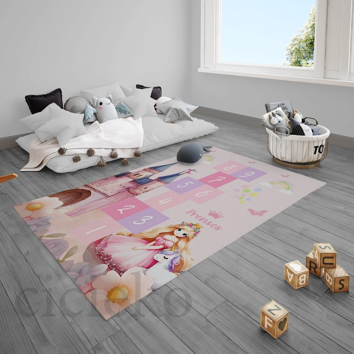 Prenses Şato 5'li Set Halı, Perde, Nevresim, Avize, Kırlent Kılıfı