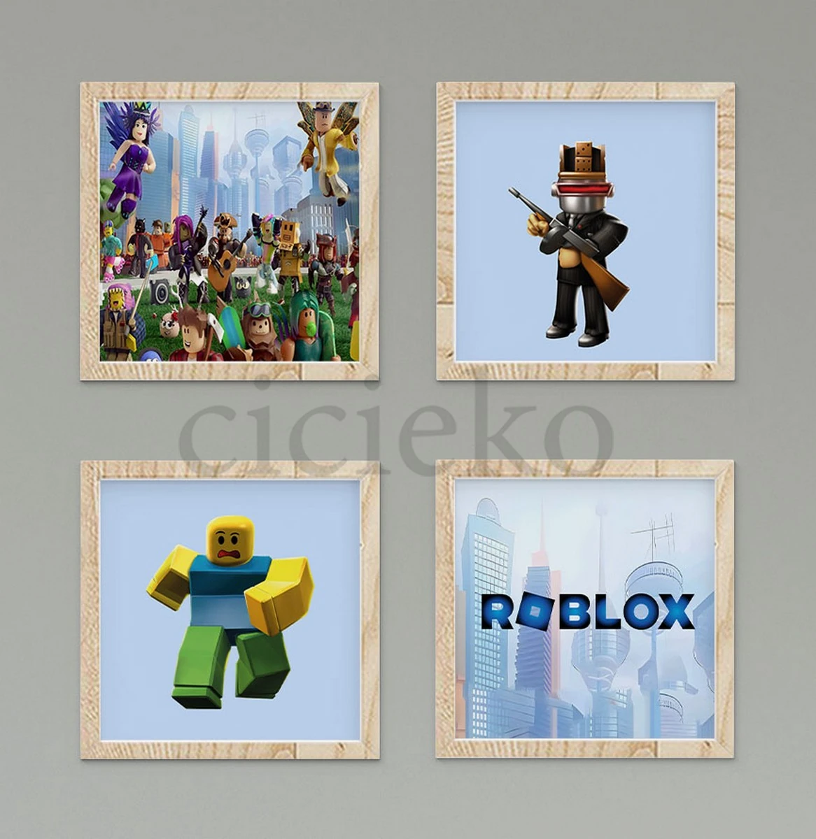 Roblox Karakterleri Şehir Temalı Duvar Tablo
