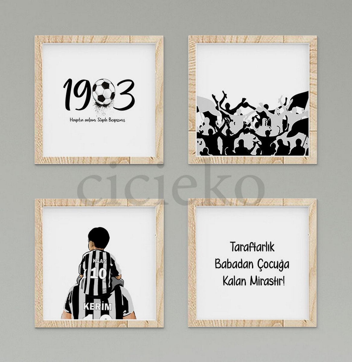 Siyah Beyaz Taraftar Duvar Tablo