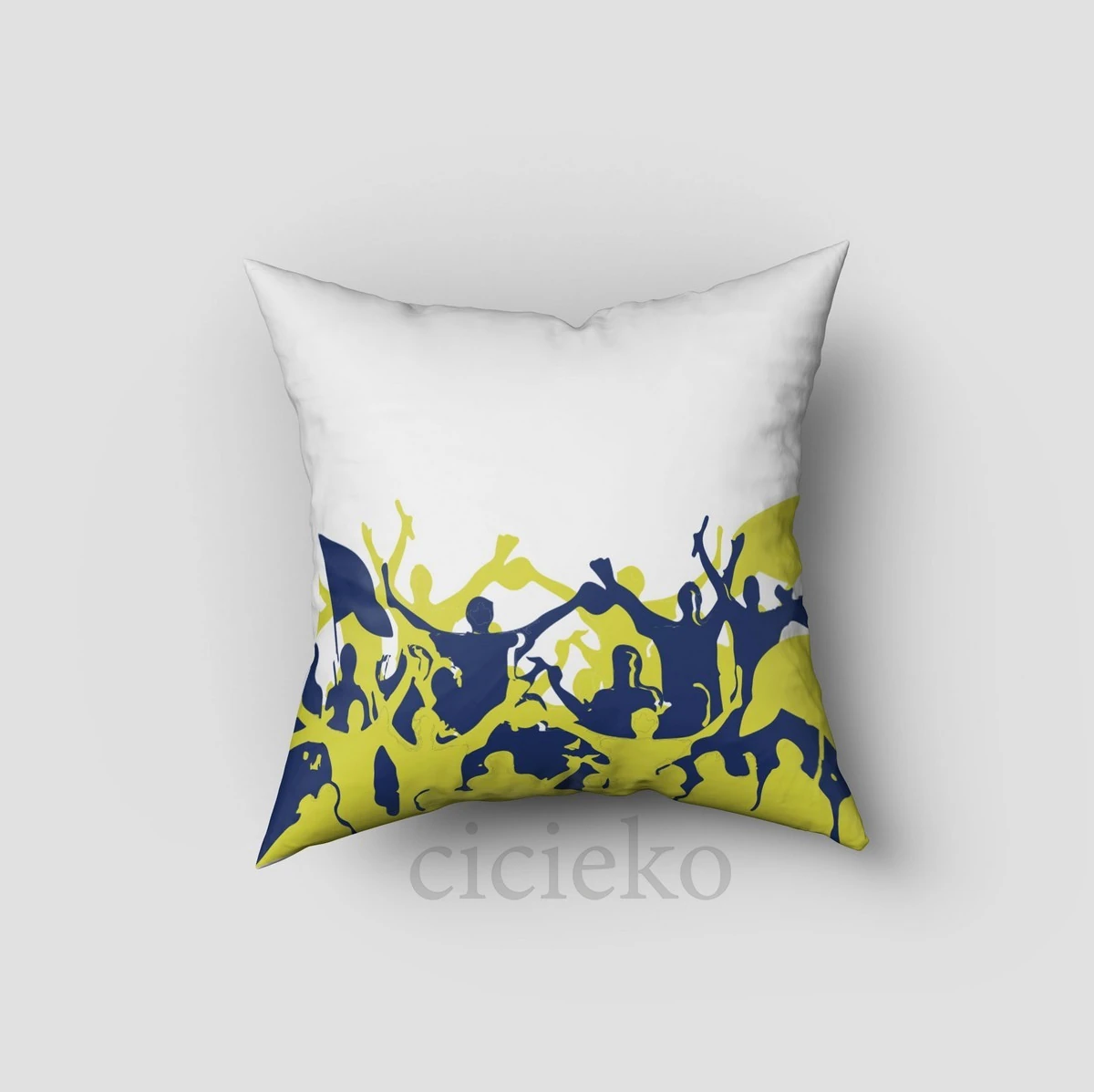 Sarı Lacivert Kırlent Kılıfı