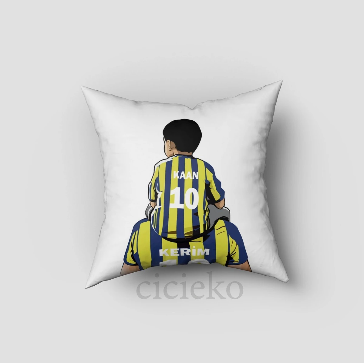 Sarı Lacivert Baba Oğul Kırlent Kılıfı