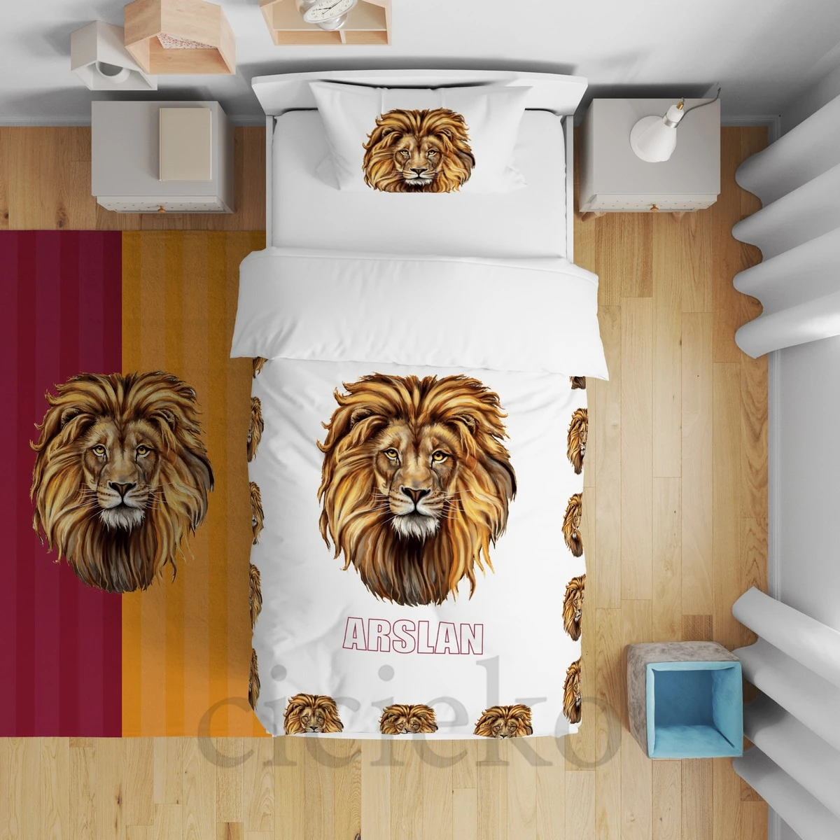 Sarı Kırmızı Aslan Nevresim Takımı