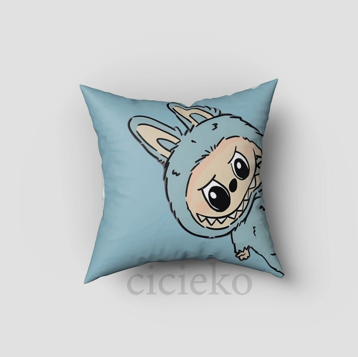 Mavi Labubu 5'li Set Halı, Perde, Nevresim, Avize, Kırlent Kılıfı