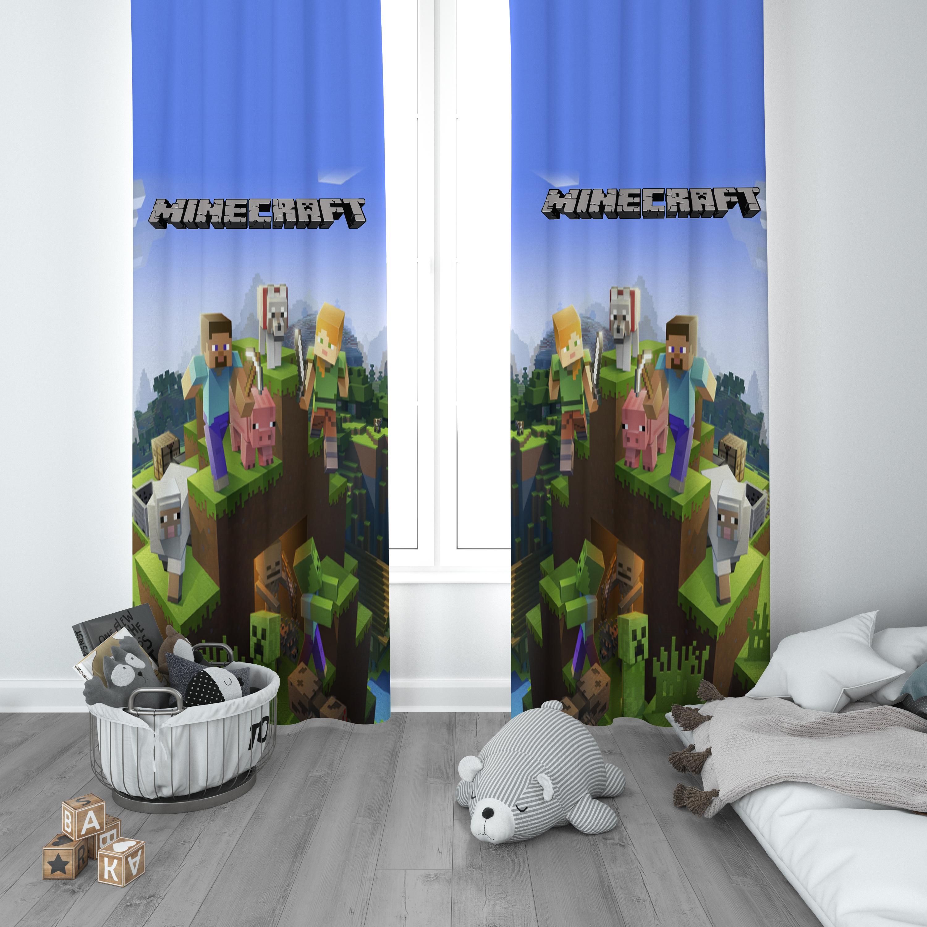 Minecraft Çocuk Odası Perdesi 1 Kanat