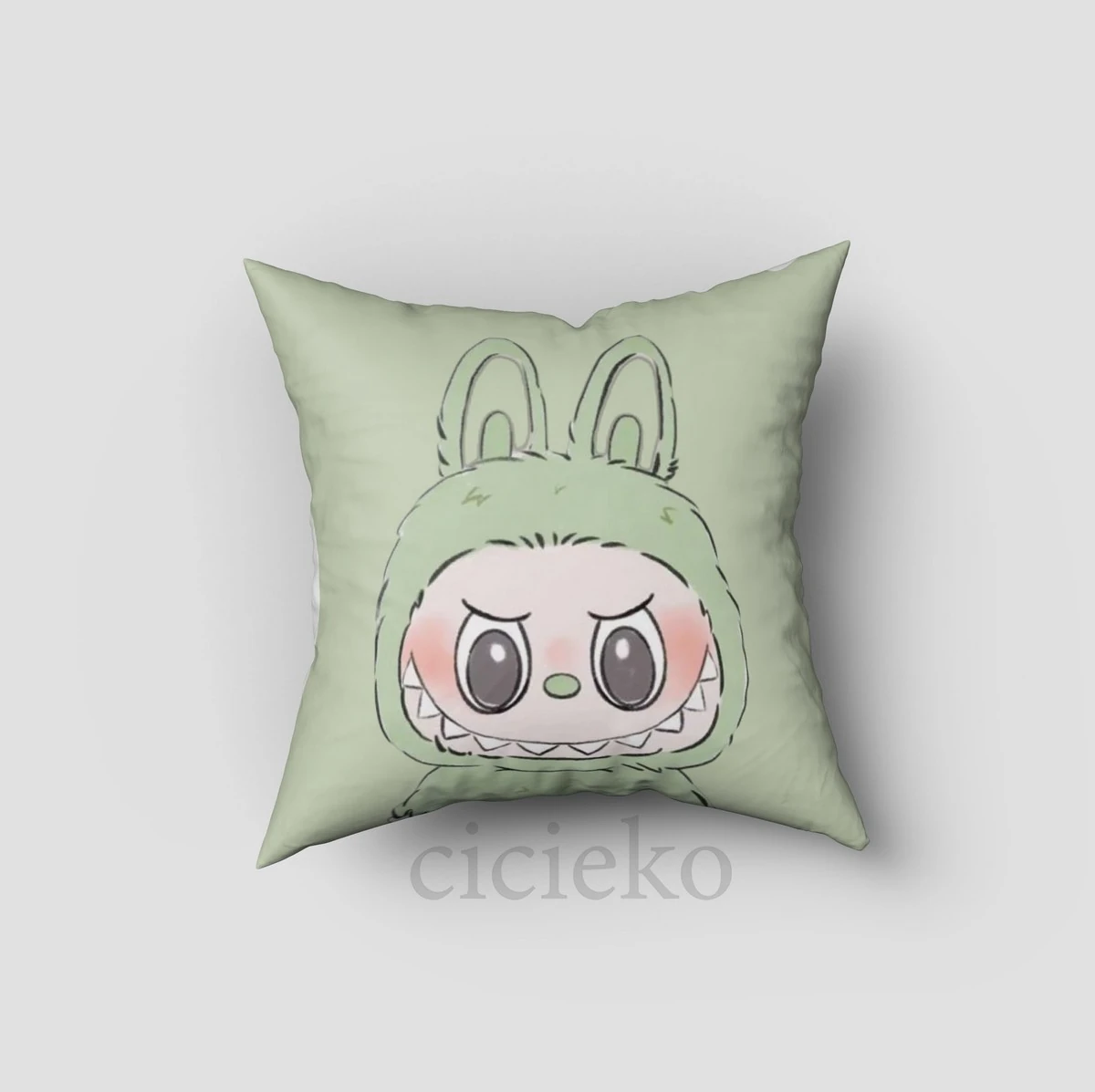 Yeşil Labubu 5'li Set Halı, Perde, Nevresim, Avize, Kırlent Kılıfı