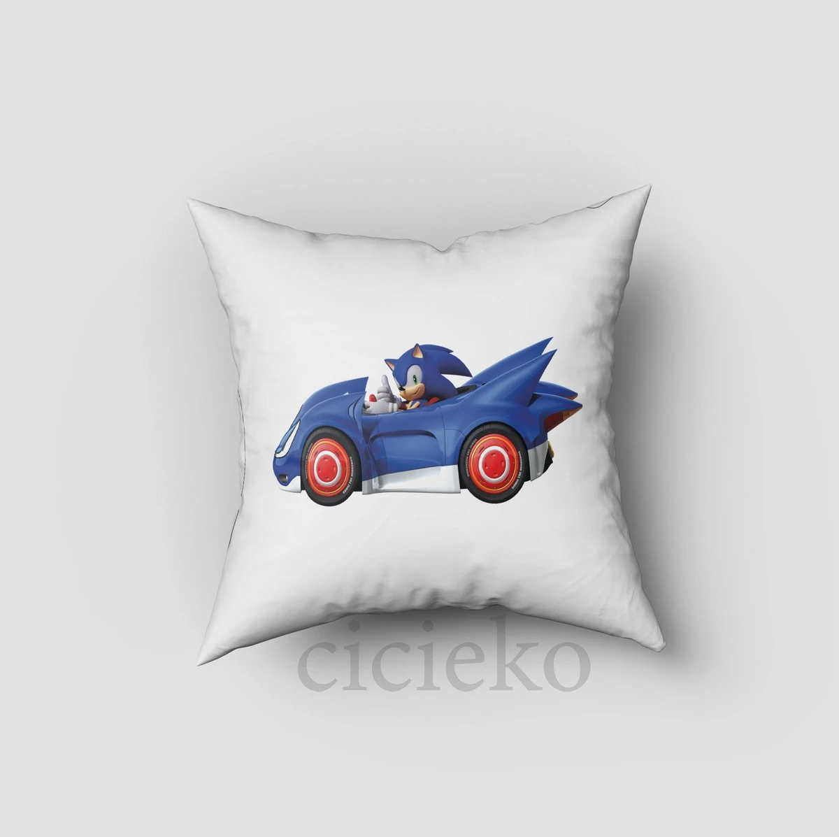 Mavi Zemin Sonic ve Arkadaşları Kırlent Kılıfı