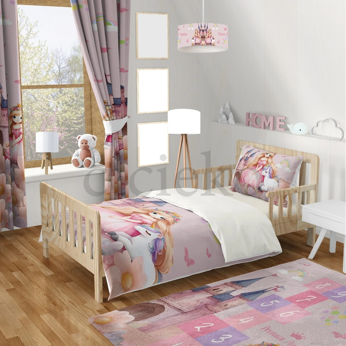 Prenses Şato 5'li Set Halı, Perde, Nevresim, Avize, Kırlent Kılıfı