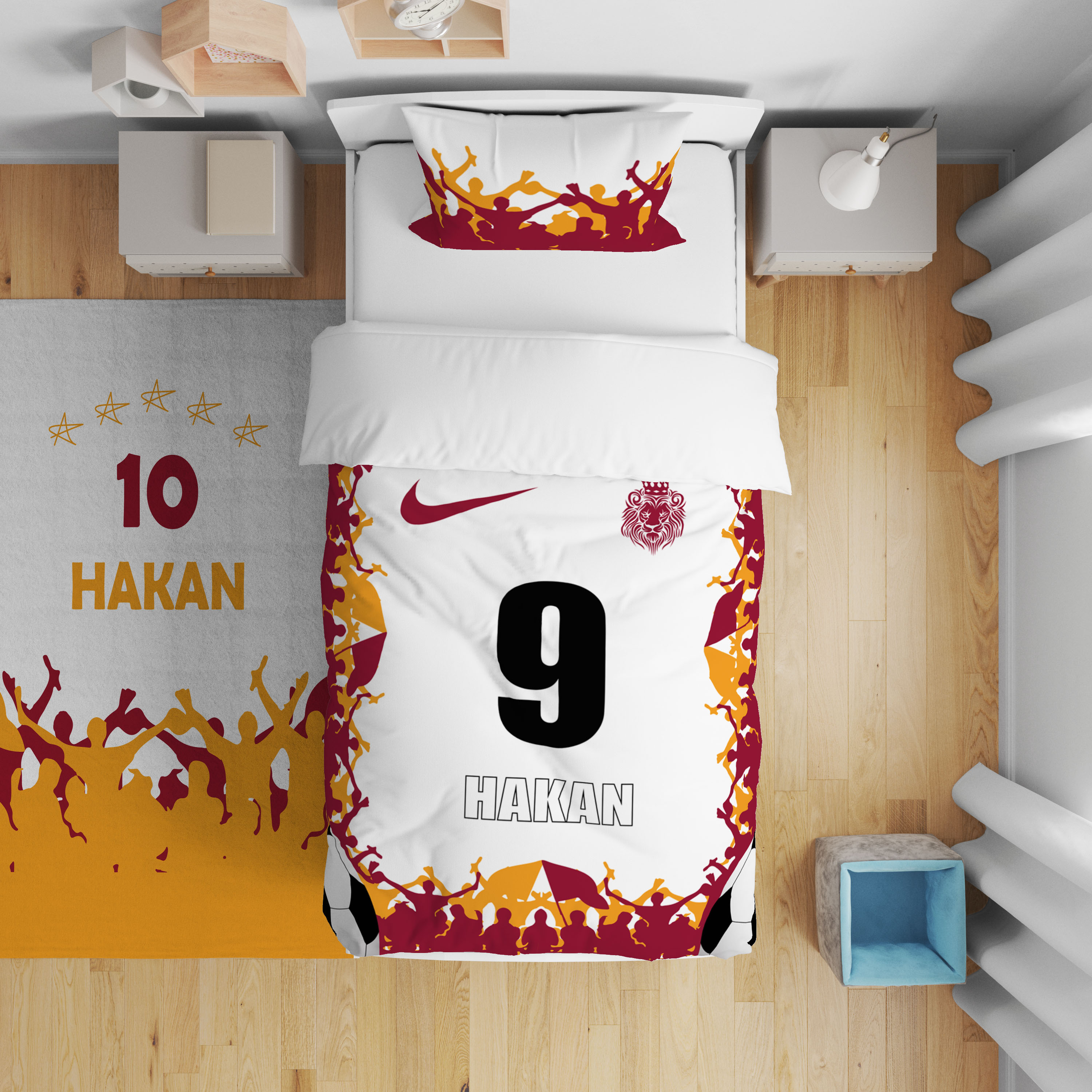 Sarı Kırmızı Forma Desenli Nevresim Takımı