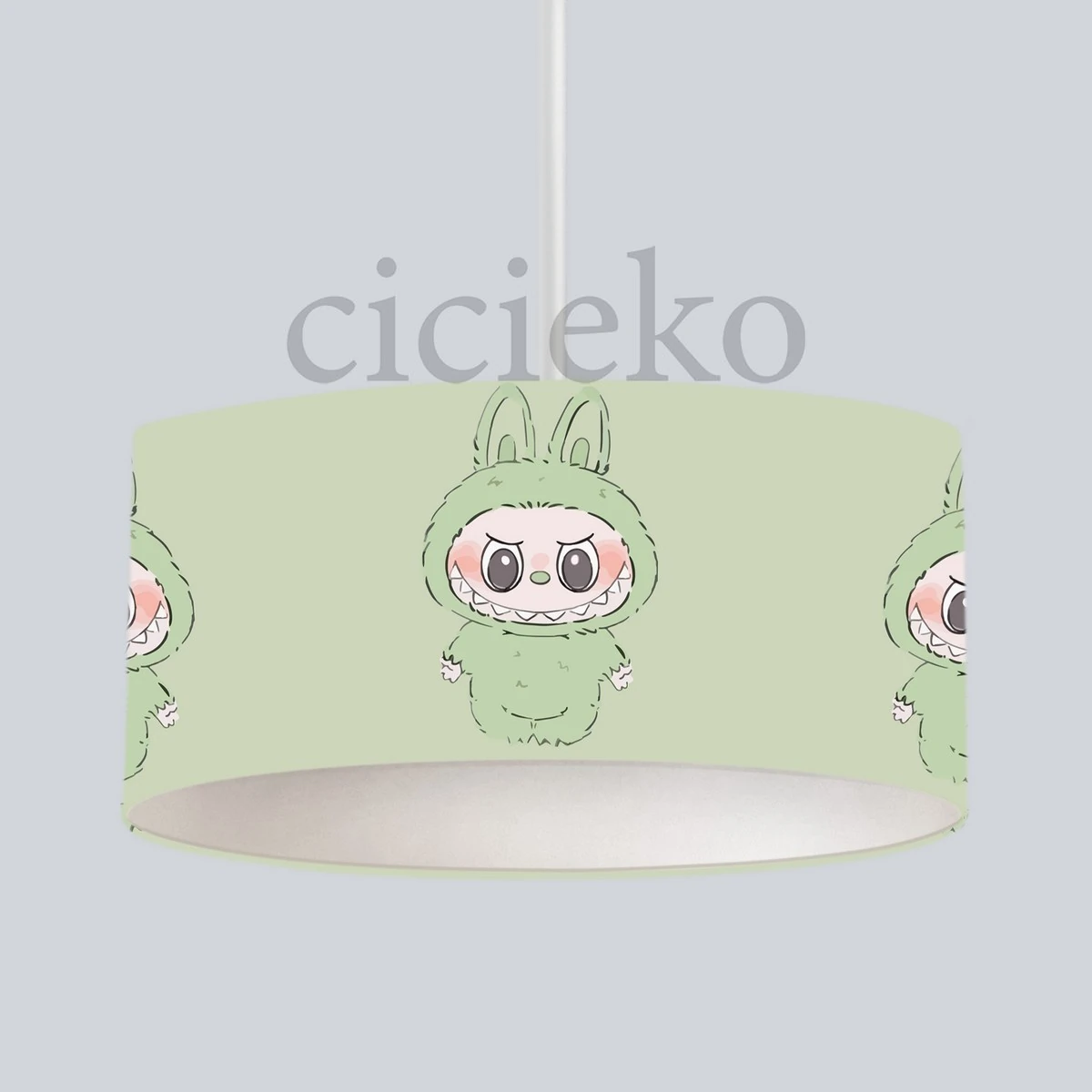 Yeşil Labubu 5'li Set Halı, Perde, Nevresim, Avize, Kırlent Kılıfı