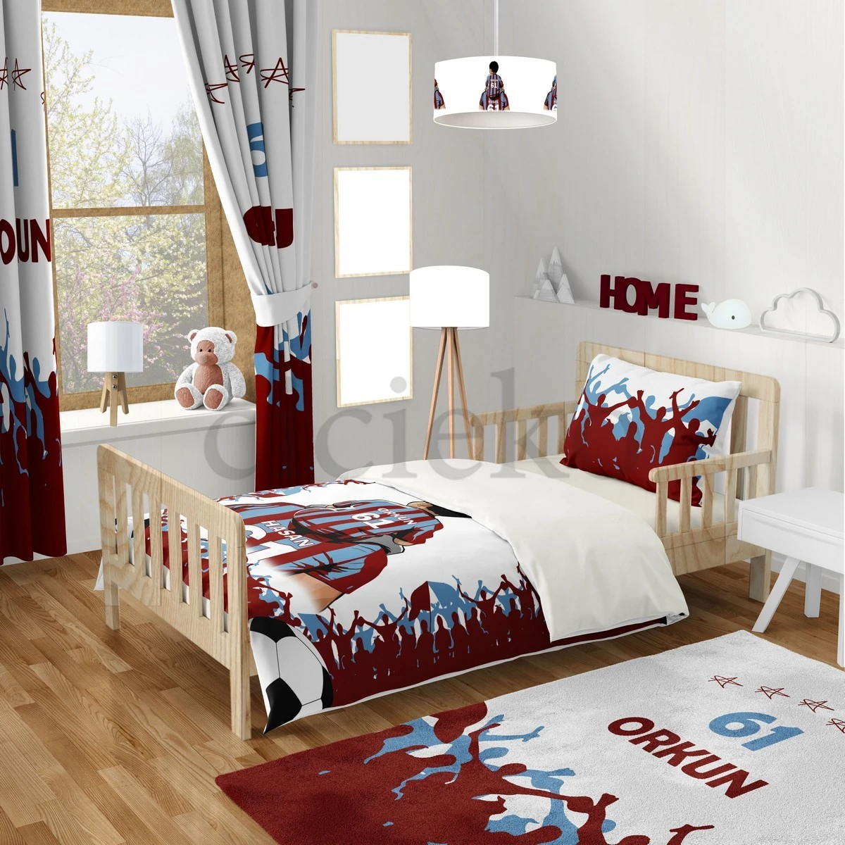 Trabzonspor Baba Oğul Taraftar 5'li Set Halı, Perde, Nevresim, Avize, Kırlent Kılıfı