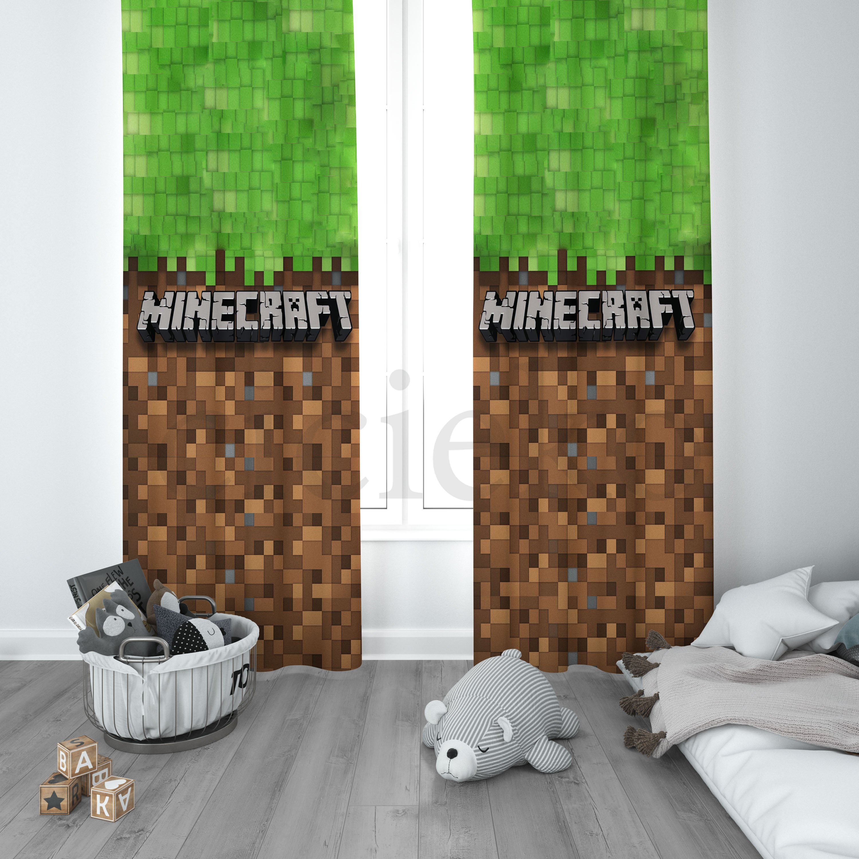 Minecraft Çocuk Odası Perdesi 1 Kanat