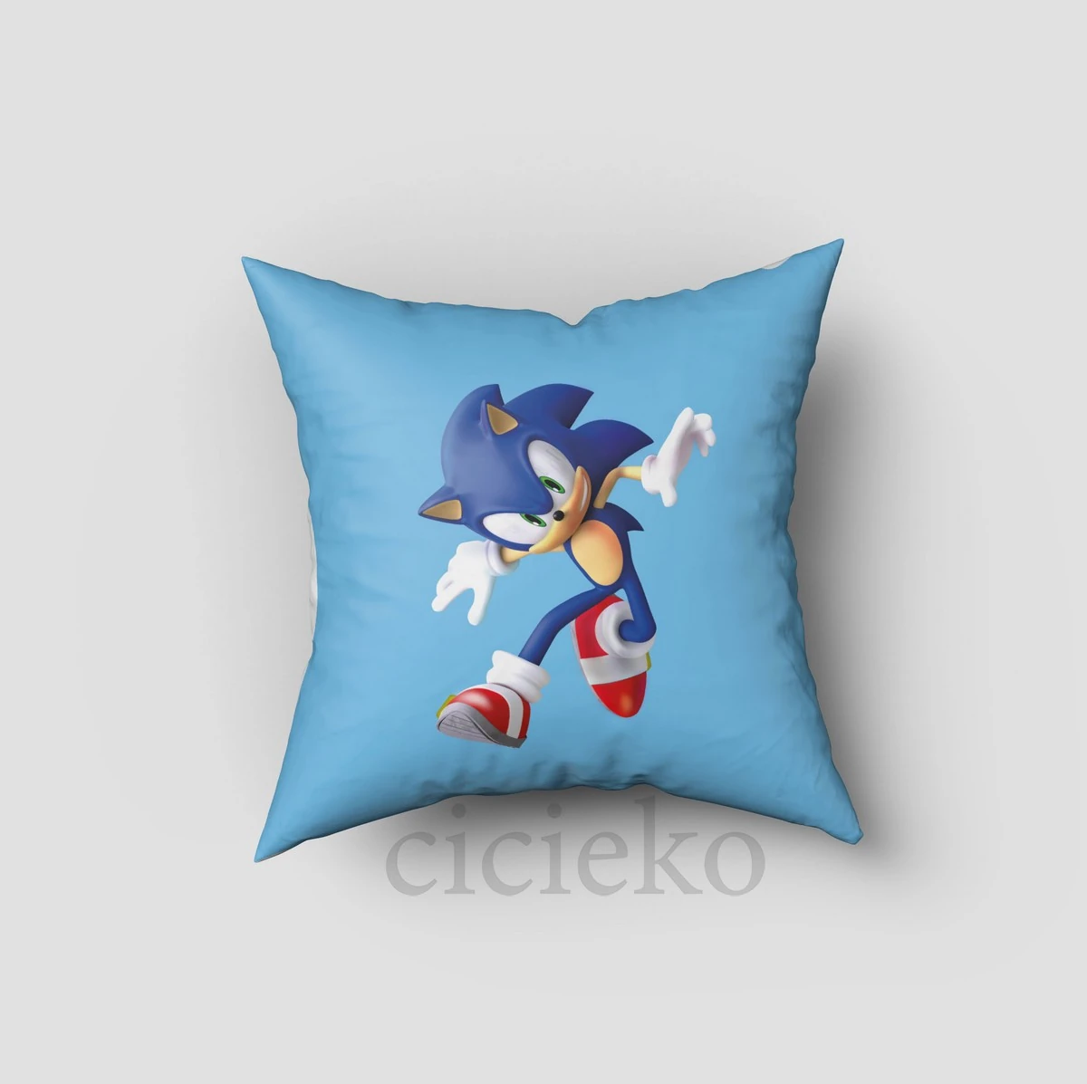 Mavi Zemin Sonic ve Arkadaşları Kırlent Kılıfı