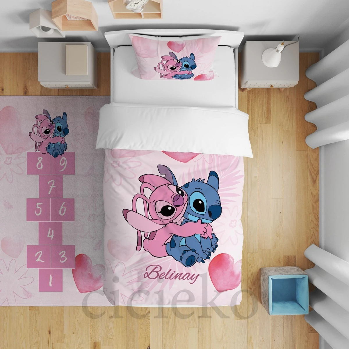 Pembe Stitch Nevresim Takımı