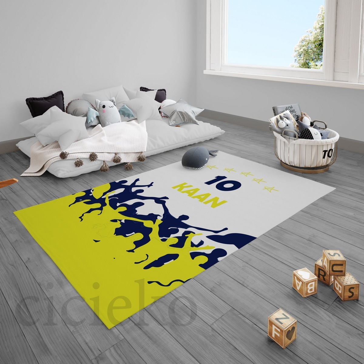 Sarı Lacivert Taraftar Çocuk Odası Halısı