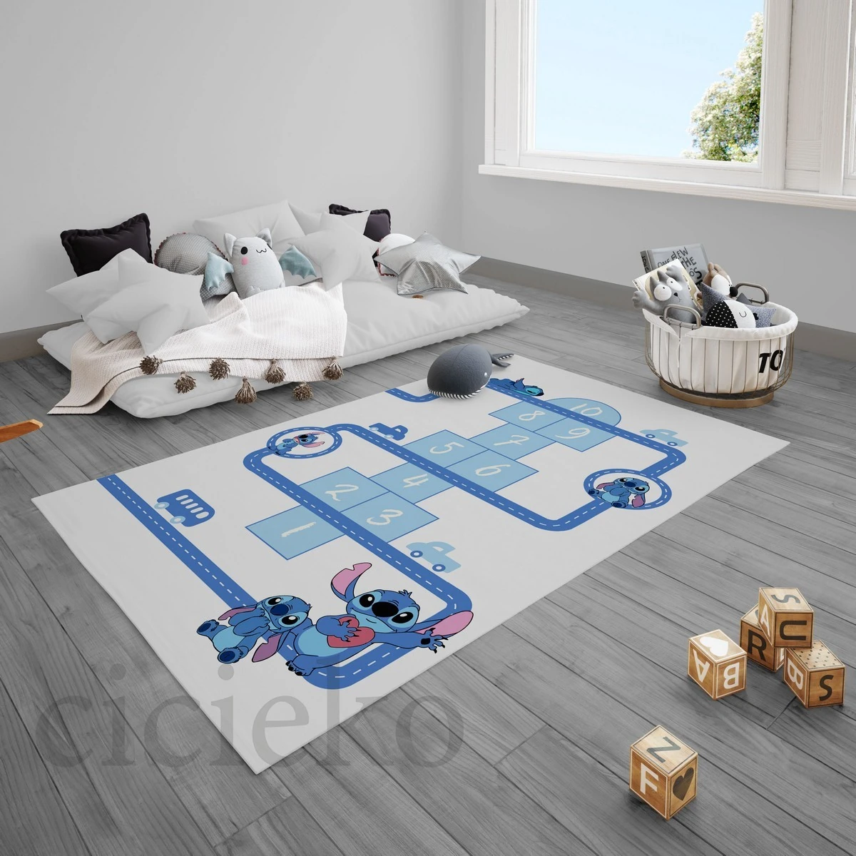 Mavi Stitch Çocuk Odası Halısı