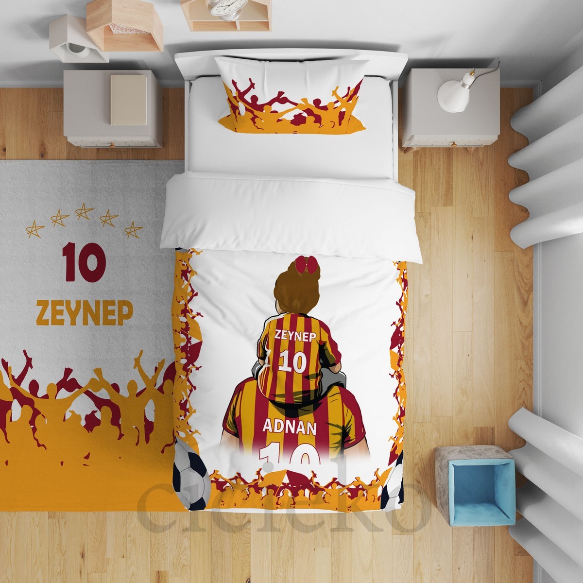 Sarı Kırmızı Baba Kız Taraftar Nevresim Takımı