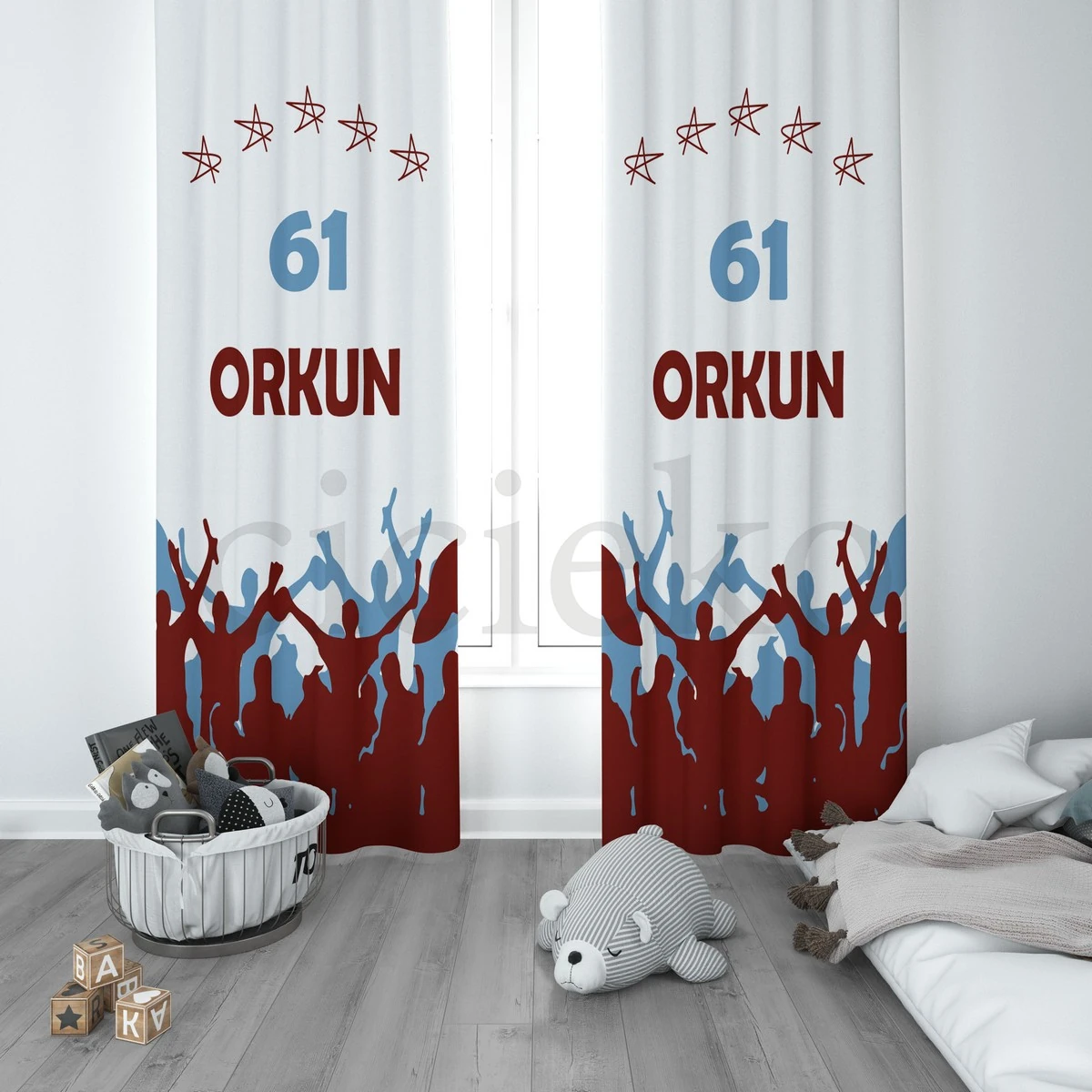 Trabzonspor Baba Oğul Taraftar 5'li Set Halı, Perde, Nevresim, Avize, Kırlent Kılıfı